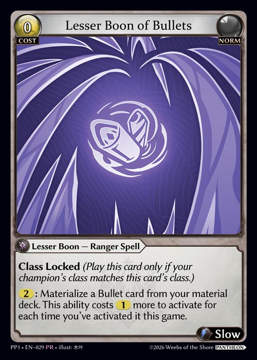 Lesser Boon of Bullets - Pantheon Pack 1 Grand Archive spoiler