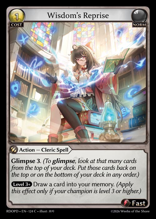 Wisdom's Reprise - Radiant Origins Pantheon Decks Grand Archive spoiler