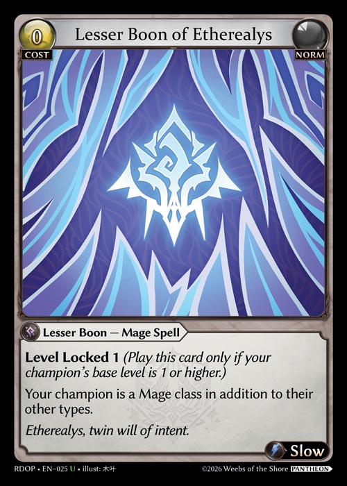 Lesser Boon of Etherealys - Radiant Origins: Pantheon Grand Archive spoiler