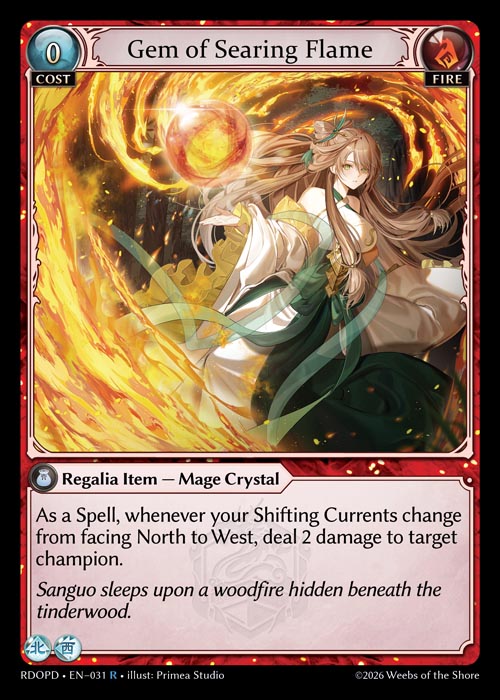 Gem of Searing Flame - Radiant Origins Pantheon Decks Grand Archive spoiler