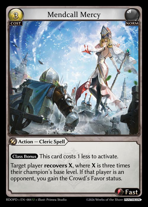 Mendcall Mercy - Radiant Origins Pantheon Decks Grand Archive spoiler
