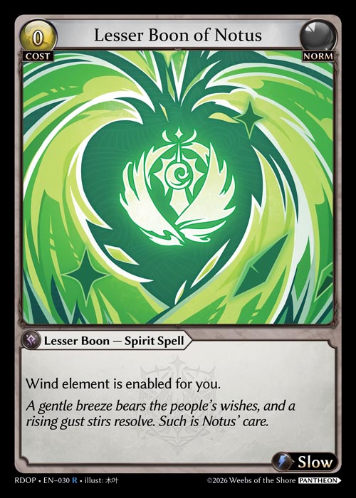 Lesser Boon of Notus - Radiant Origins: Pantheon Grand Archive spoiler