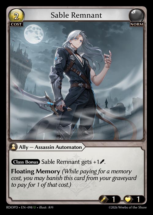 Sable Remnant - Radiant Origins Pantheon Decks Grand Archive spoiler