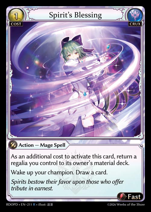 Spirit's Blessing - Radiant Origins Pantheon Decks Grand Archive spoiler