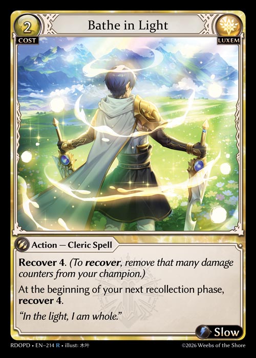 Bathe in Light - Radiant Origins Pantheon Decks Grand Archive spoiler