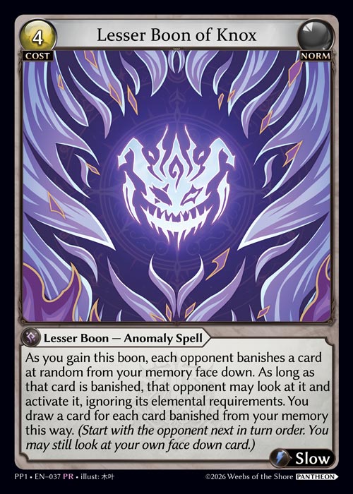 Lesser Boon of Knox - Pantheon Pack 1 Grand Archive spoiler