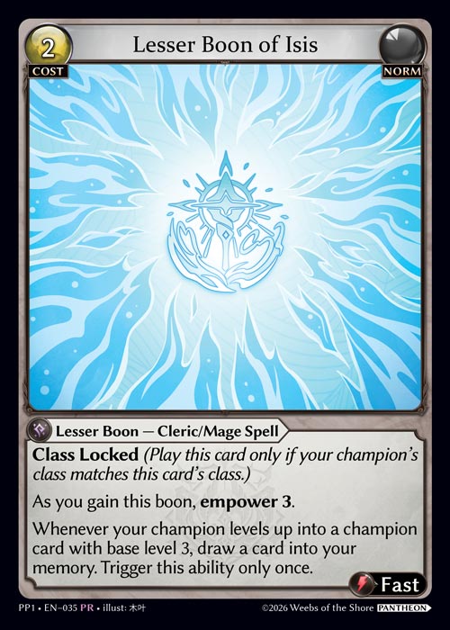 Lesser Boon of Isis - Pantheon Pack 1 Grand Archive spoiler