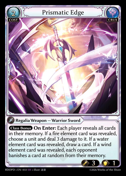 Prismatic Edge - Radiant Origins Pantheon Decks Grand Archive spoiler