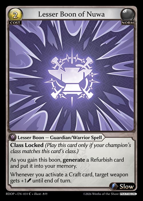 Lesser Boon of Nuwa - Radiant Origins: Pantheon Grand Archive spoiler