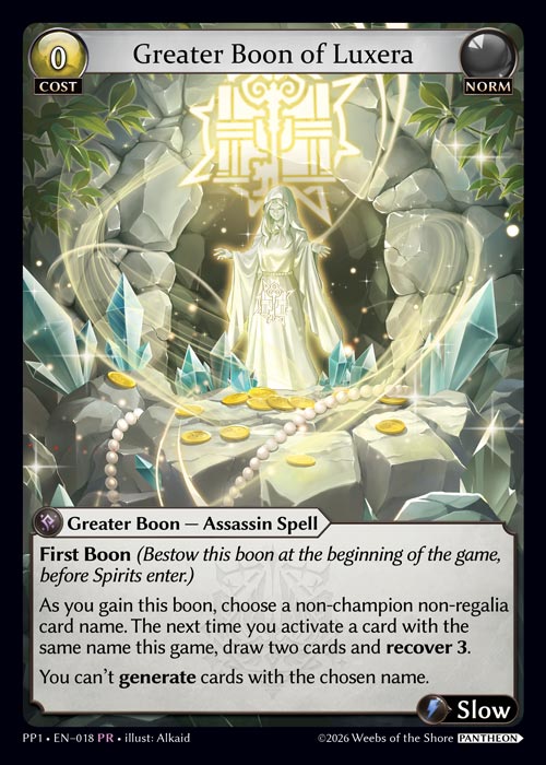Greater Boon of Luxera - Pantheon Pack 1 Grand Archive spoiler