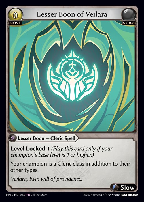 Lesser Boon of Veilara - Pantheon Pack 1 Grand Archive spoiler
