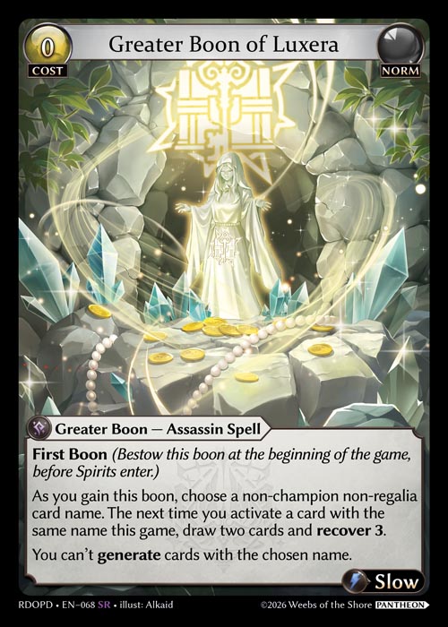 Greater Boon of Luxera - Radiant Origins Pantheon Decks Grand Archive spoiler