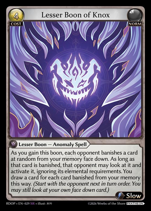Lesser Boon of Knox - Radiant Origins: Pantheon Grand Archive spoiler