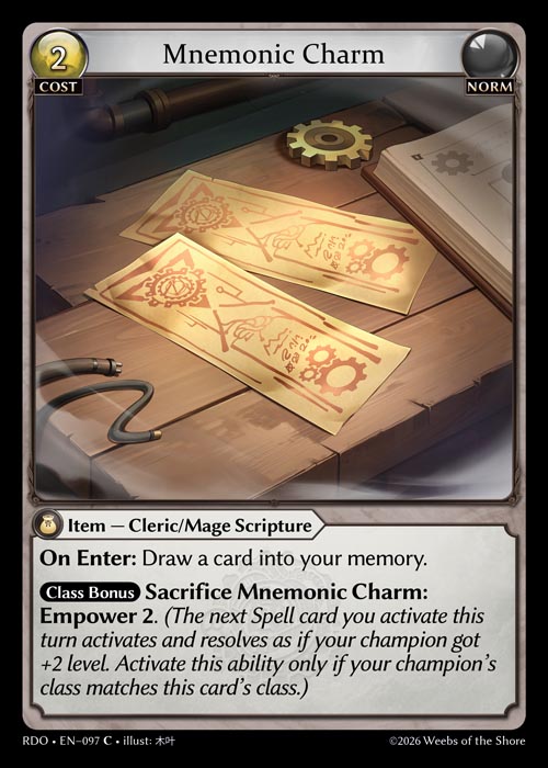 Mnemonic Charm - Radiant Origins Grand Archive spoiler