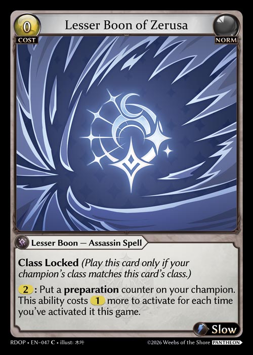 Lesser Boon of Zerusa - Radiant Origins: Pantheon Grand Archive spoiler