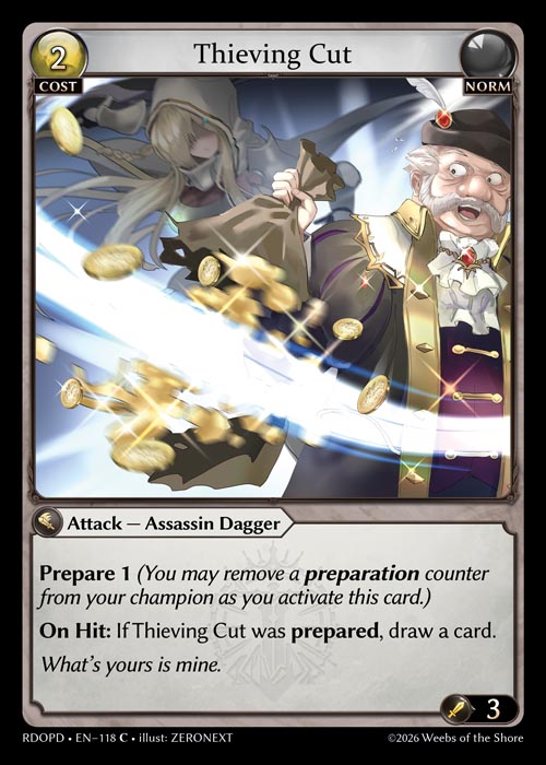 Thieving Cut - Radiant Origins Pantheon Decks Grand Archive spoiler