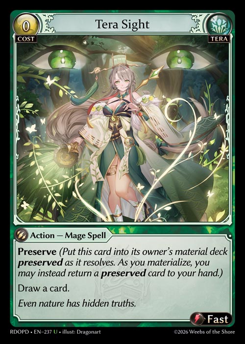 Tera Sight - Radiant Origins Pantheon Decks Grand Archive spoiler