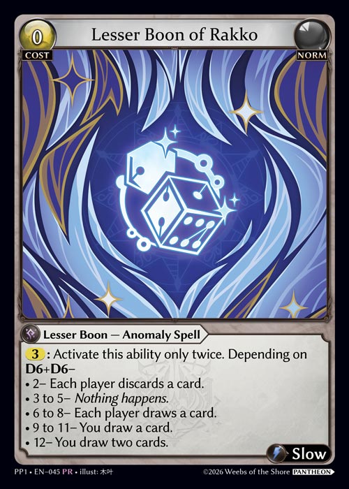 Lesser Boon of Rakko - Pantheon Pack 1 Grand Archive spoiler