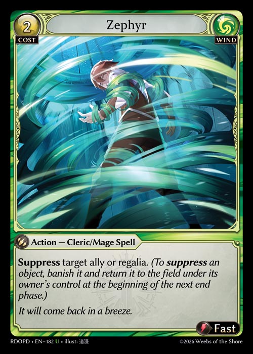 Zephyr - Radiant Origins Pantheon Decks Grand Archive spoiler
