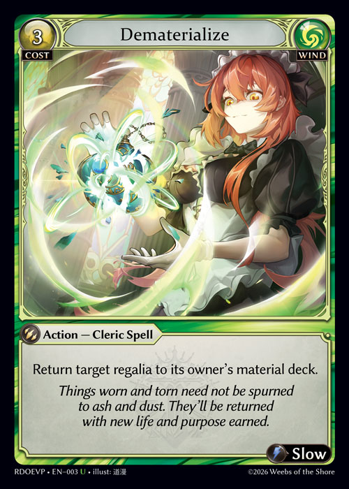 Dematerialize - Radiant Origins Event Pack Grand Archive spoiler