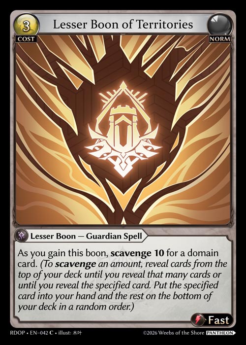 Lesser Boon of Territories - Radiant Origins: Pantheon Grand Archive spoiler