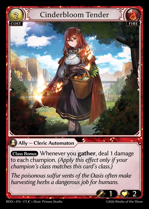 Cinderbloom Tender - Radiant Origins Grand Archive spoiler