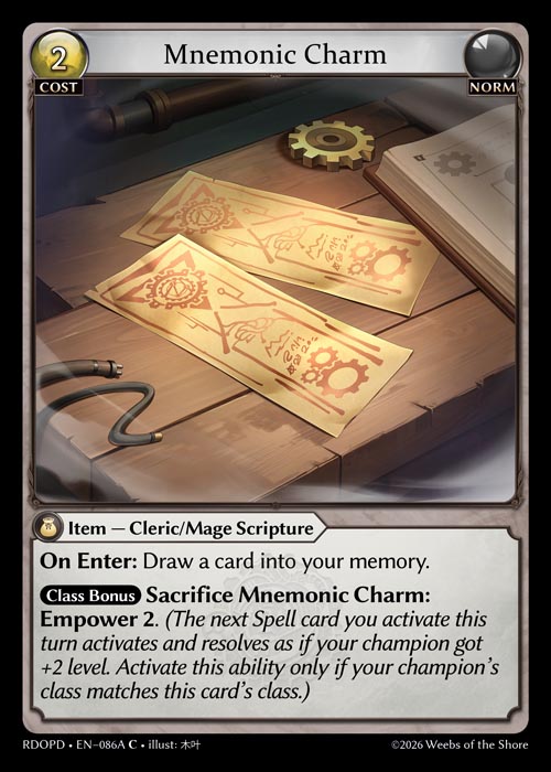 Mnemonic Charm - Radiant Origins Pantheon Decks Grand Archive spoiler