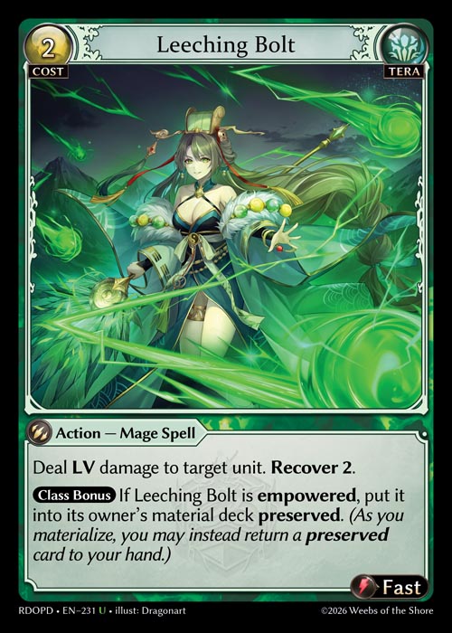 Leeching Bolt - Radiant Origins Pantheon Decks Grand Archive spoiler
