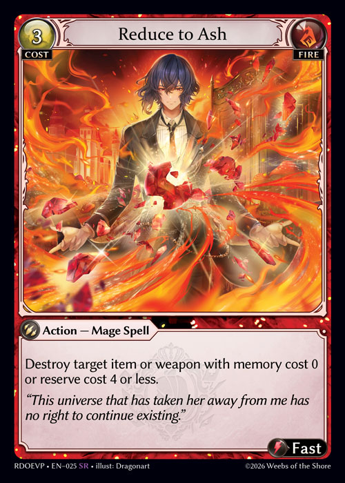Reduce to Ash - Radiant Origins Event Pack Grand Archive spoiler