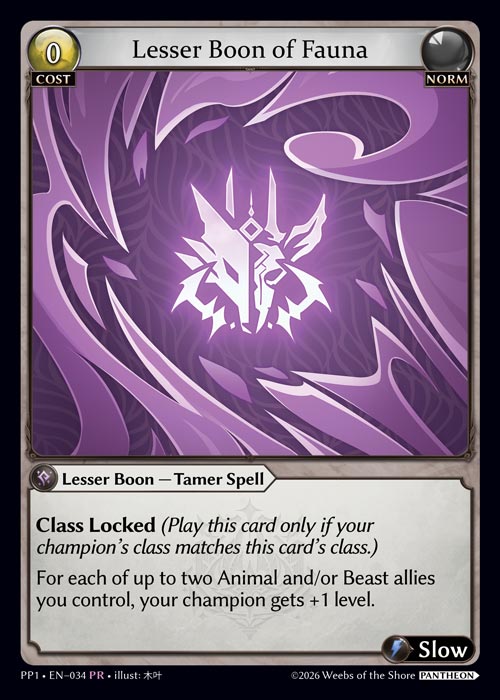 Lesser Boon of Fauna - Pantheon Pack 1 Grand Archive spoiler
