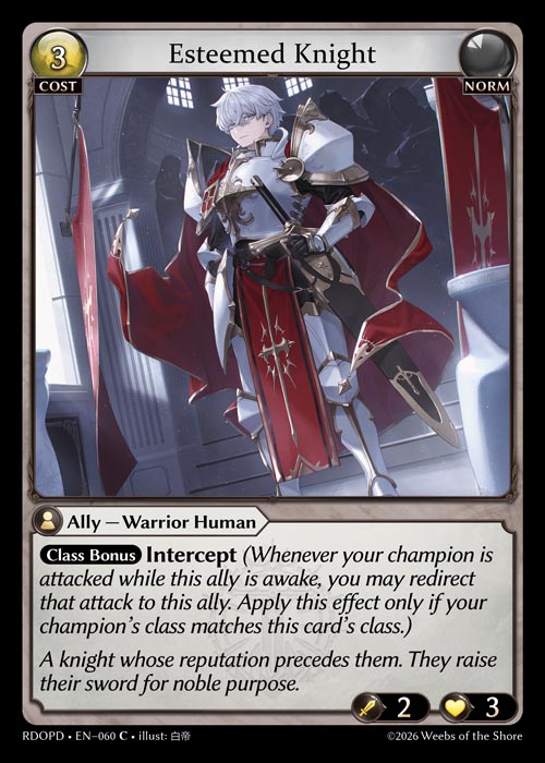 Esteemed Knight - Radiant Origins Pantheon Decks Grand Archive spoiler