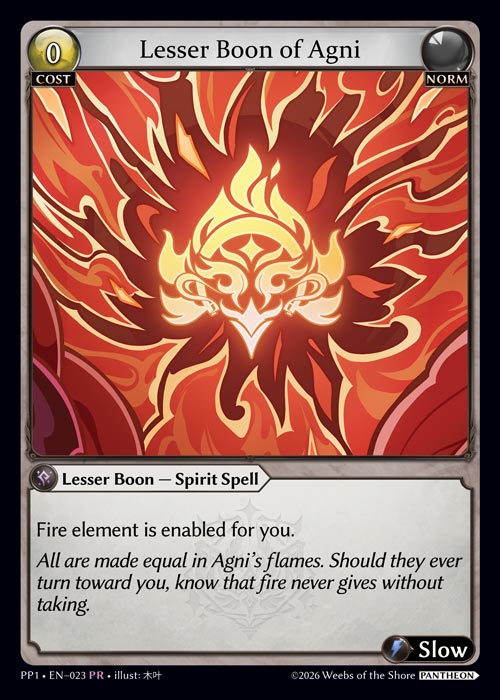 Lesser Boon of Agni - Pantheon Pack 1 Grand Archive spoiler