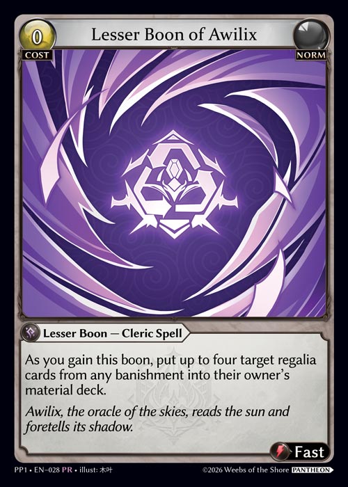 Lesser Boon of Awilix - Pantheon Pack 1 Grand Archive spoiler