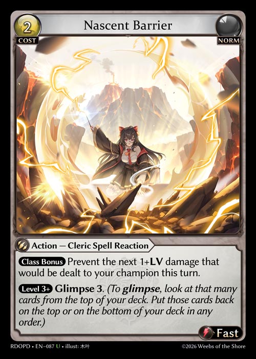 Nascent Barrier - Radiant Origins Pantheon Decks Grand Archive spoiler