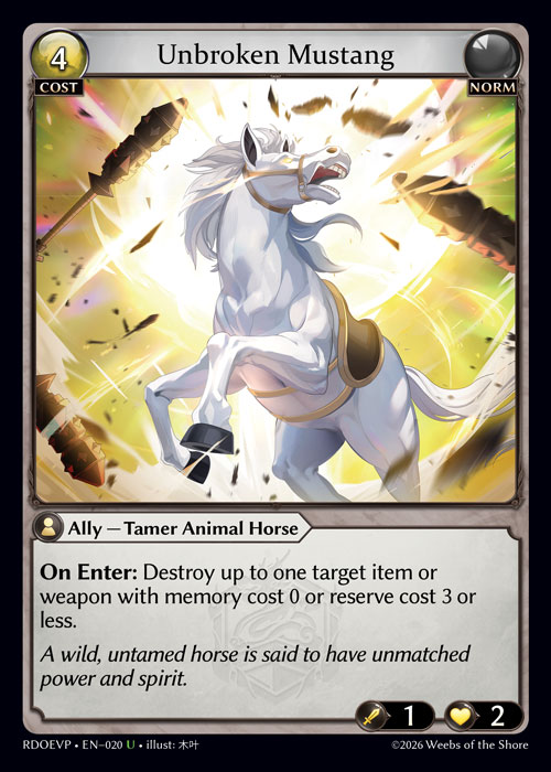 Unbroken Mustang - Radiant Origins Event Pack Grand Archive spoiler