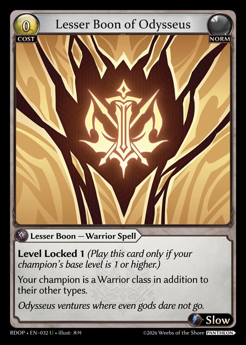 Lesser Boon of Odysseus - Radiant Origins: Pantheon Grand Archive spoiler