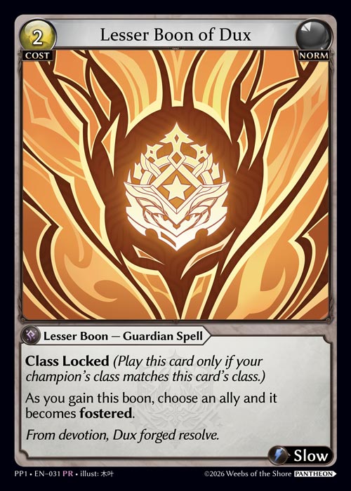 Lesser Boon of Dux - Pantheon Pack 1 Grand Archive spoiler