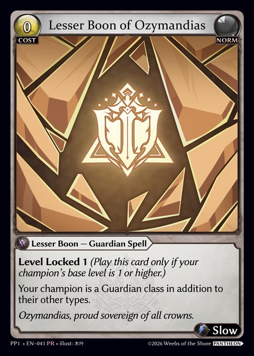 Lesser Boon of Ozymandias - Pantheon Pack 1 Grand Archive spoiler