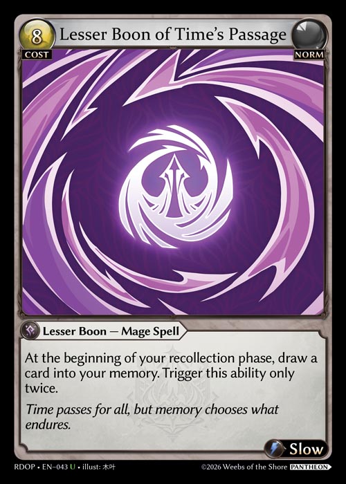 Lesser Boon of Time's Passage - Radiant Origins: Pantheon Grand Archive spoiler
