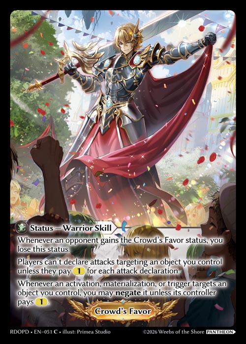 Crowd's Favor - Radiant Origins Pantheon Decks Grand Archive spoiler