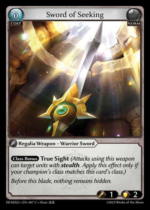 Sword of Seeking (LGS Demo 2023) - Index - Grand Archive
