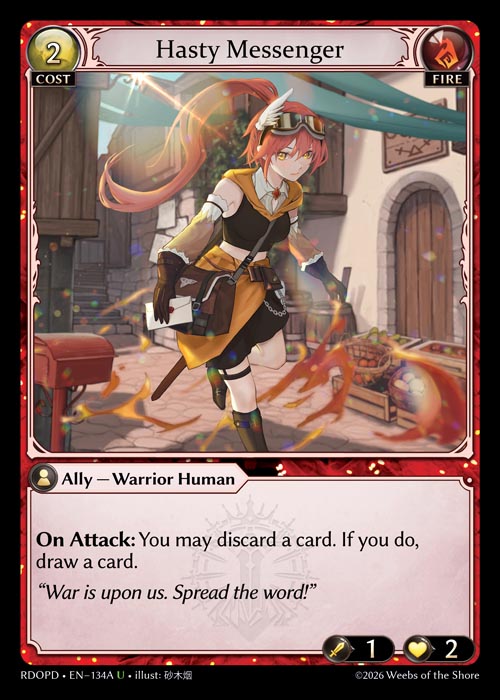 Hasty Messenger - Radiant Origins Pantheon Decks Grand Archive spoiler