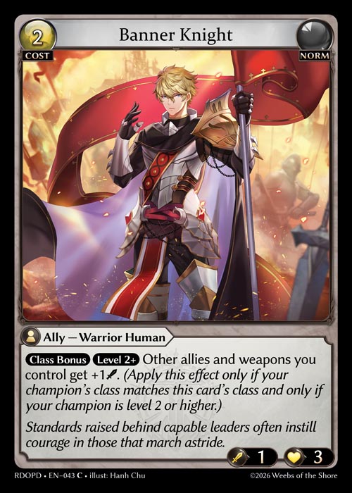 Banner Knight - Radiant Origins Pantheon Decks Grand Archive spoiler