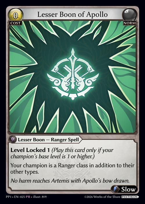 Lesser Boon of Apollo - Pantheon Pack 1 Grand Archive spoiler