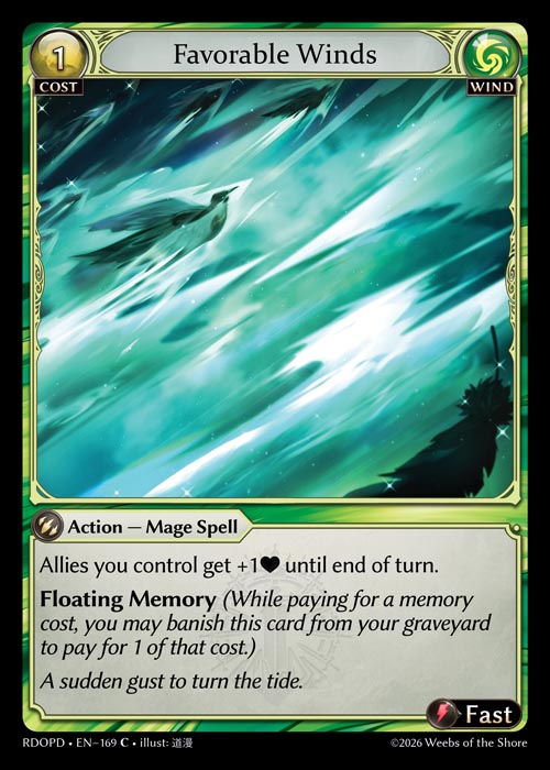 Favorable Winds - Radiant Origins Pantheon Decks Grand Archive spoiler