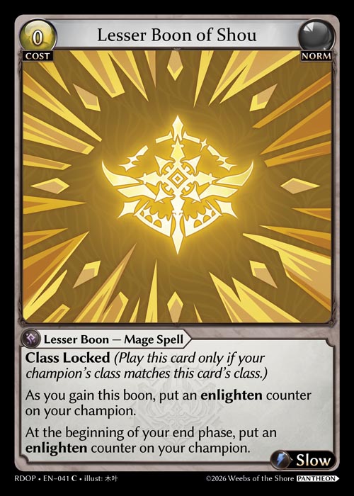Lesser Boon of Shou - Radiant Origins: Pantheon Grand Archive spoiler