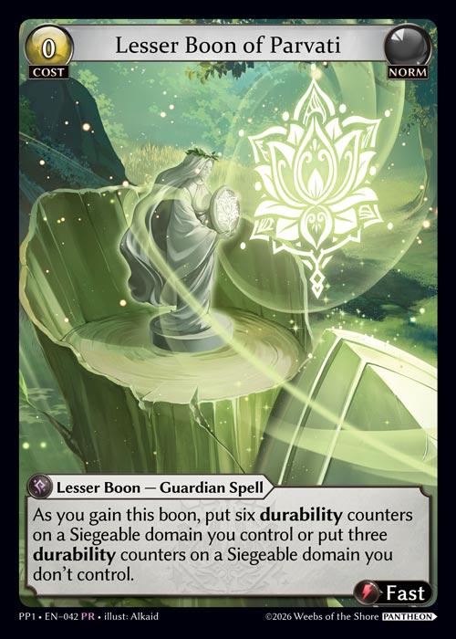 Lesser Boon of Parvati - Pantheon Pack 1 Grand Archive spoiler